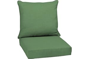 Arden Selections Outdoor Deep Seat Set, 24 x 24, Rain-Proof, Fade Resistant, Deep Seat Bottom and Back Cushion 24 x 24, Moss Green Leala