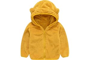 ARICY Toddler Boys Girls Hooded Jacket Fleece Hoodies Cute Bear Ear Winter Warm Solid Color Coat Fuzzy Warm Thick Clothes