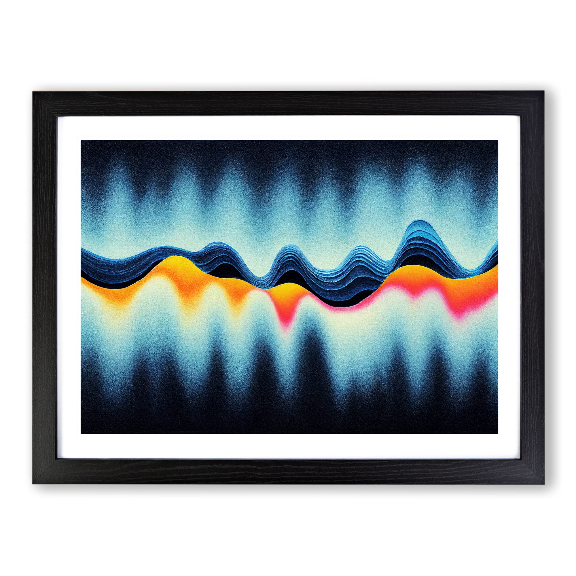 Audio Soundwave Art Vol.2 Abstract Framed Print | A3 Black Framed Wall Art | Ready to Hang | Abstract Fantasy Picture | Living Room Bedroom Lounge Office