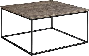 Abington Lane Contemporary Square Coffee Table - Modern Cocktail Table, Sofa Table for Living Room and Office (Distressed Pecan)