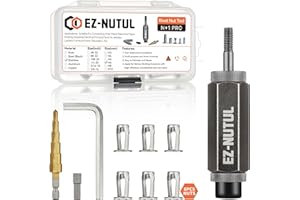 EZ-NUTUL Jack nut Installation Tool Set Hand Thread Insert Jacknuts Assortment Kit for Thin Metal Plastic Polywood Pressboard Hardboard (M6 (Jack Nut Tool-6pcs, Long, Stainless))