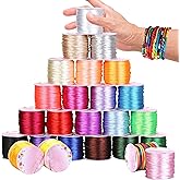 546 Yards Satin String – 1mm Satin Cords for Braided Bracelets 25 Colors Silky Beading String Silk Cords for Kumihimo Macrame Craft Keychains Jewelry Making Crafts and Sewing Projects (25 Rolls)