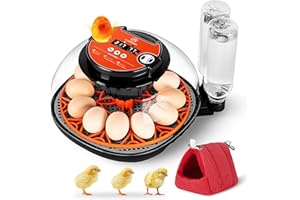 AYMEROX 12 Egg Incubator for Hatching - Chicken, Duck, Quail & Goose – Automatic Egg Turner, Temperature & Humidity Control, Digital LED Display, Auto Water Refill System – Starter Kit with Plush Chick House