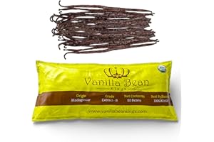 VANILLA BEAN KINGS 50 Organic Madagascar Vanilla Beans - Whole Extract Grade B Pods for Baking, Homemade Extract, Brewing, Coffee, Cooking