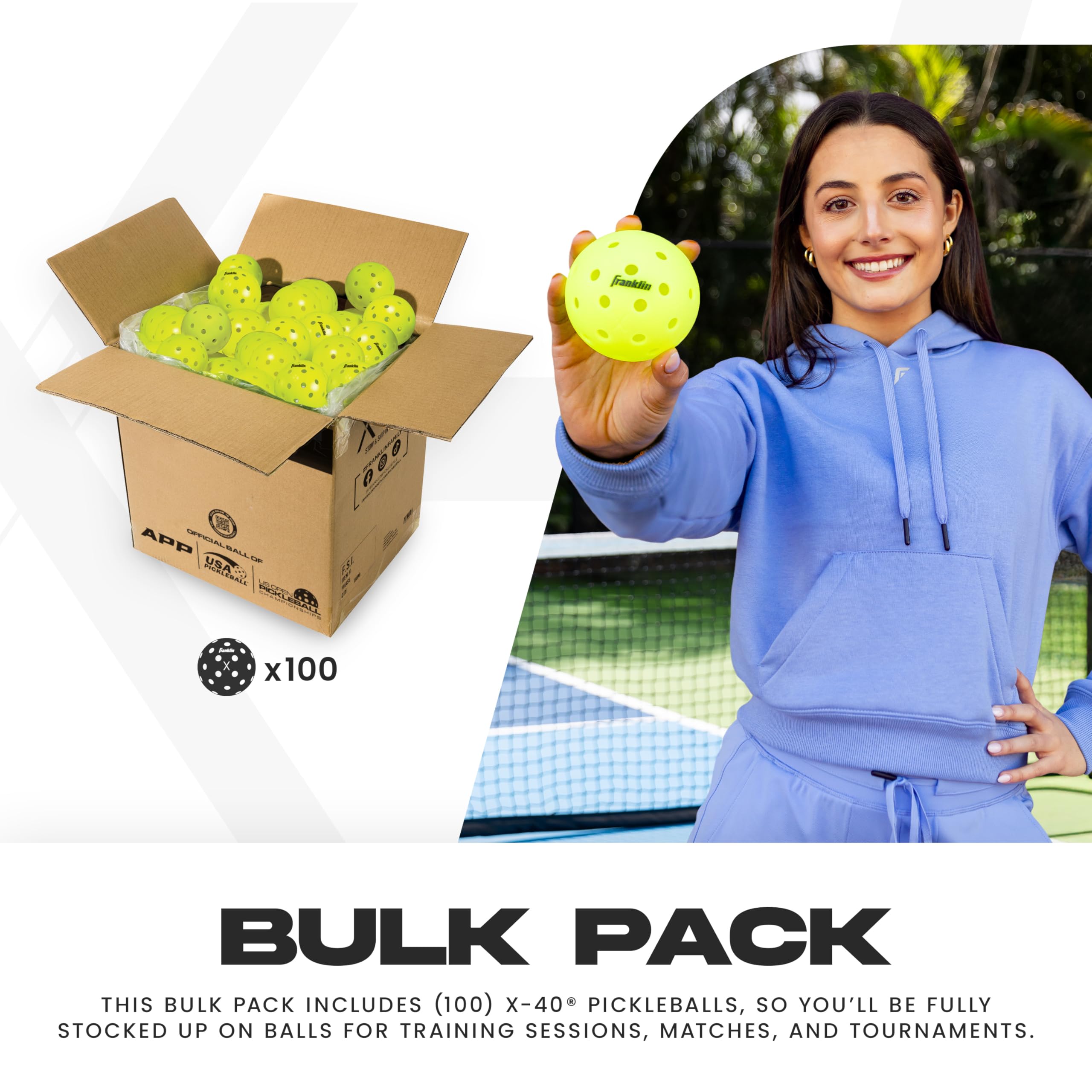 Franklin Sports X-40 Outdoor Pickleballs - Official Ball of USA Pickleball, APP Tour + US Open - Regulation Size