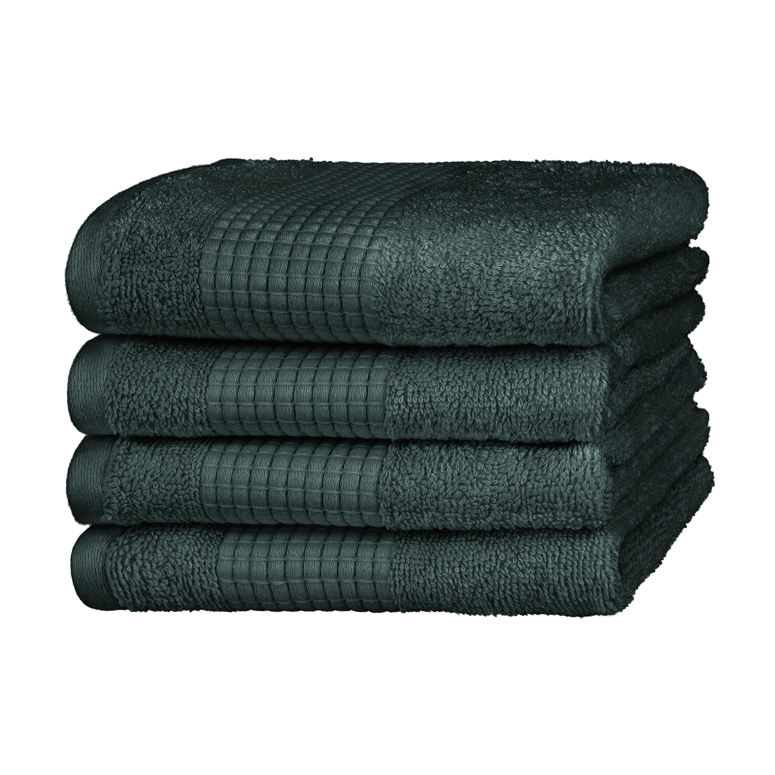 Merana Hand Towel Set, Absorbent, Soft and Lint Terry Towelling Guest Towel, Quality Made of Heavy Organic Cotton, 590 GSM (Jungle Green, 4 x Guest Towels (30 x 50 cm)