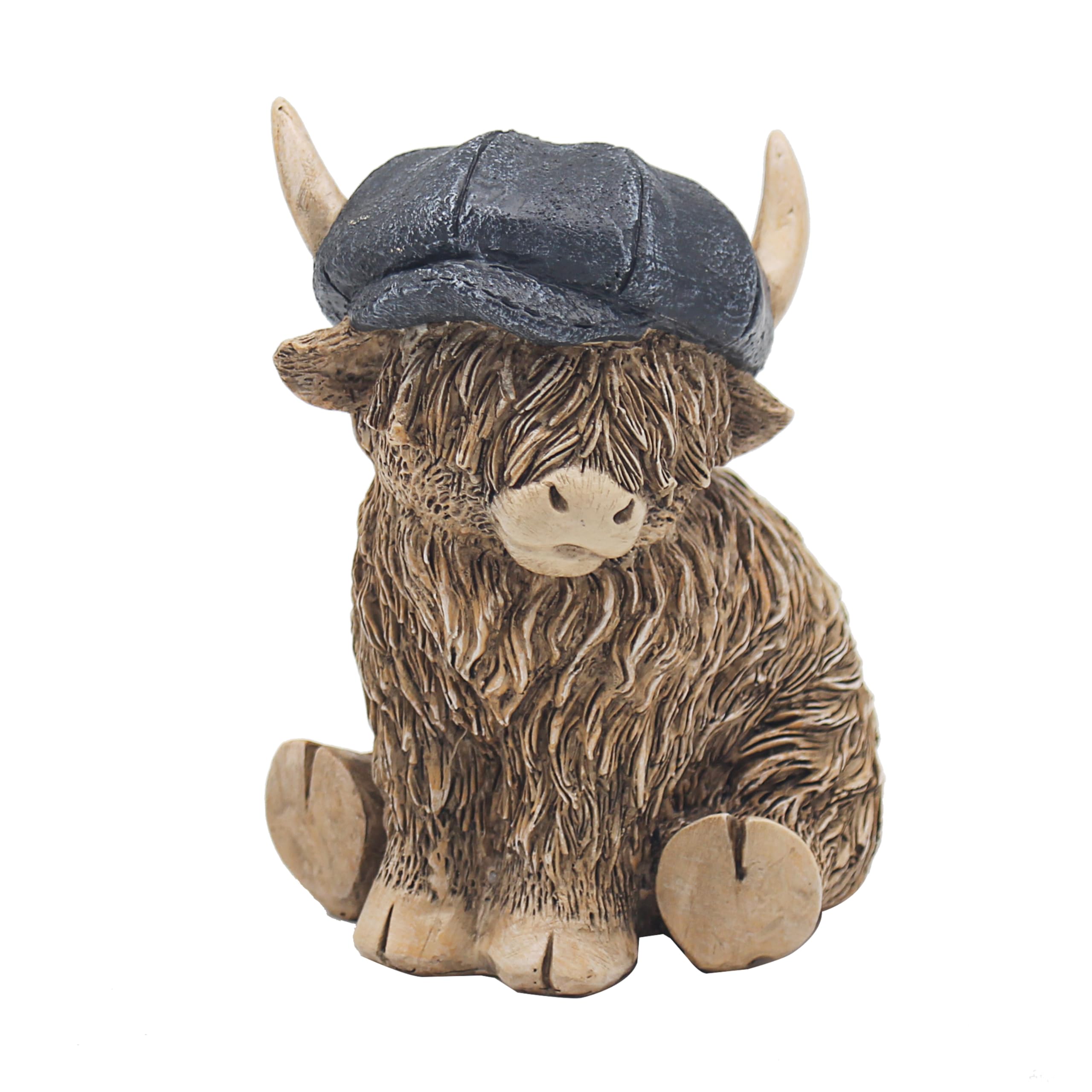 Lesser & Pavey Happy Highland, Highland Cow Flat Cap Figurines Statues For Home Decor | Ideal Ornaments Friendship Gifts For Women & Men | Lovely Table Centerpiece & Living Room Accessories — image 1