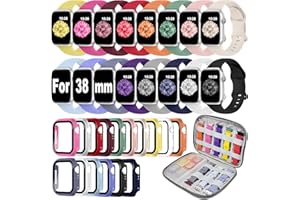 BRIGTLAIFF 16 Pack Band Compatible with Apple Watch Bands 40mm 41mm 42mm 44mm 45mm 46mm for Women Men, Screen Protector Case Band&Organizer for iWatch Series 10 9 8 7 6 5 4 SE（Please select the correct size）