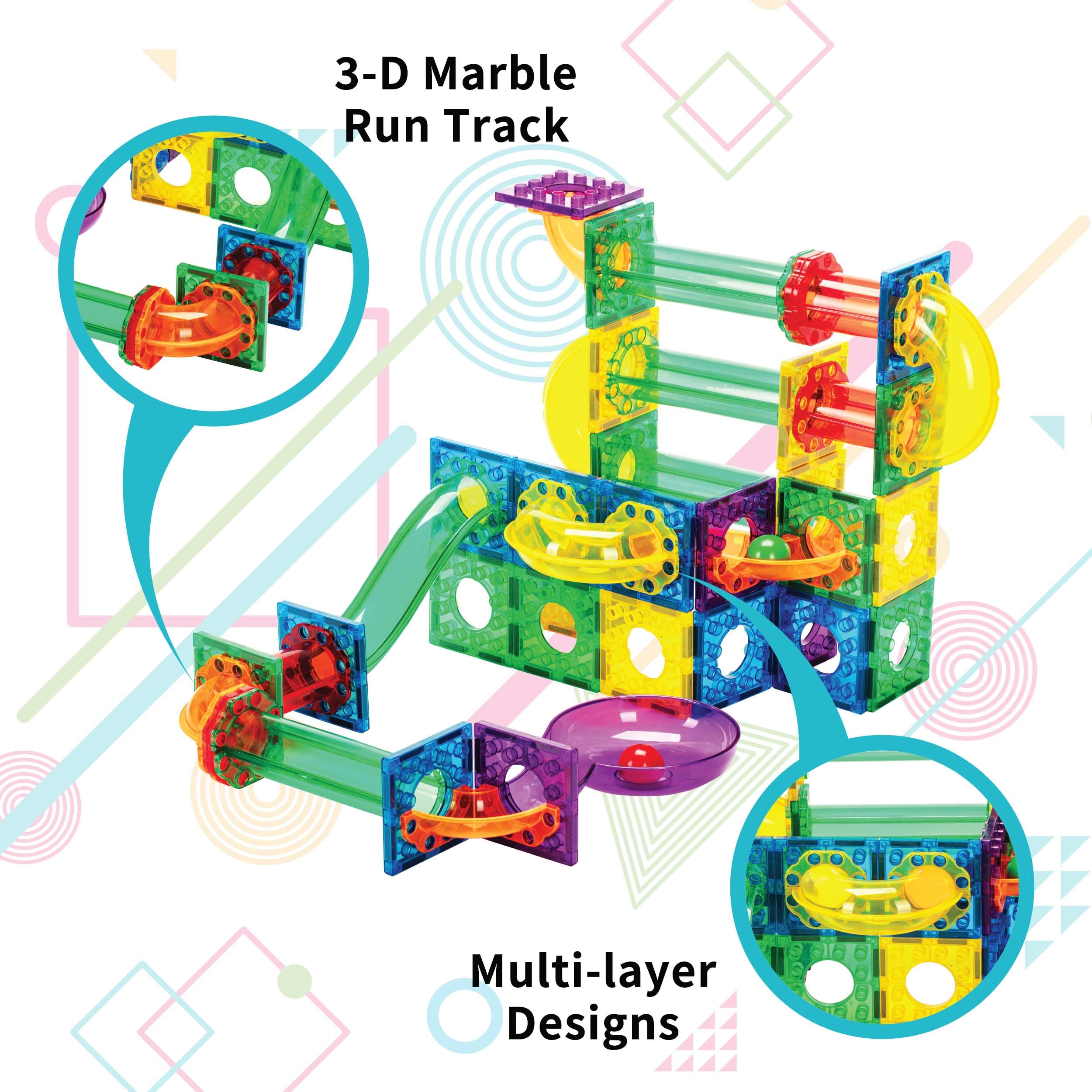 Everplay 100 Piece Marble Run Magnetic Building Toys Magnet Tile Construction Blocks STEM Learning Educational Toy Playset Toddlers Preschool Boys Girls Kids Children Unlimited Creations Age 3+ and Up