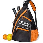 SUKRY Pickleball Bag Sling backpack with Water Bottle Holder for Men and Women Pickle ball Accessories Water-Resistant Sprot Bag