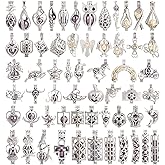 Vie jeune Mixed Pearl Cage Locket Pendants Set, Essential Oil Diffuser DIY Necklace Bracelet Jewelry Making Craft, Bulk Beads Aromatherapy Diffuser Charms Gifts for Women Girls