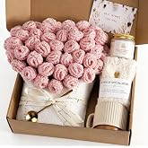 Get Well Gifts for Women After Surgery Flower Blanket Care Package Women | Crochet Flower Blanket, New Mom Postpartum Self Care Package Best Friend Birthday Gifts for Women Gift Baskets Girlfriend Set