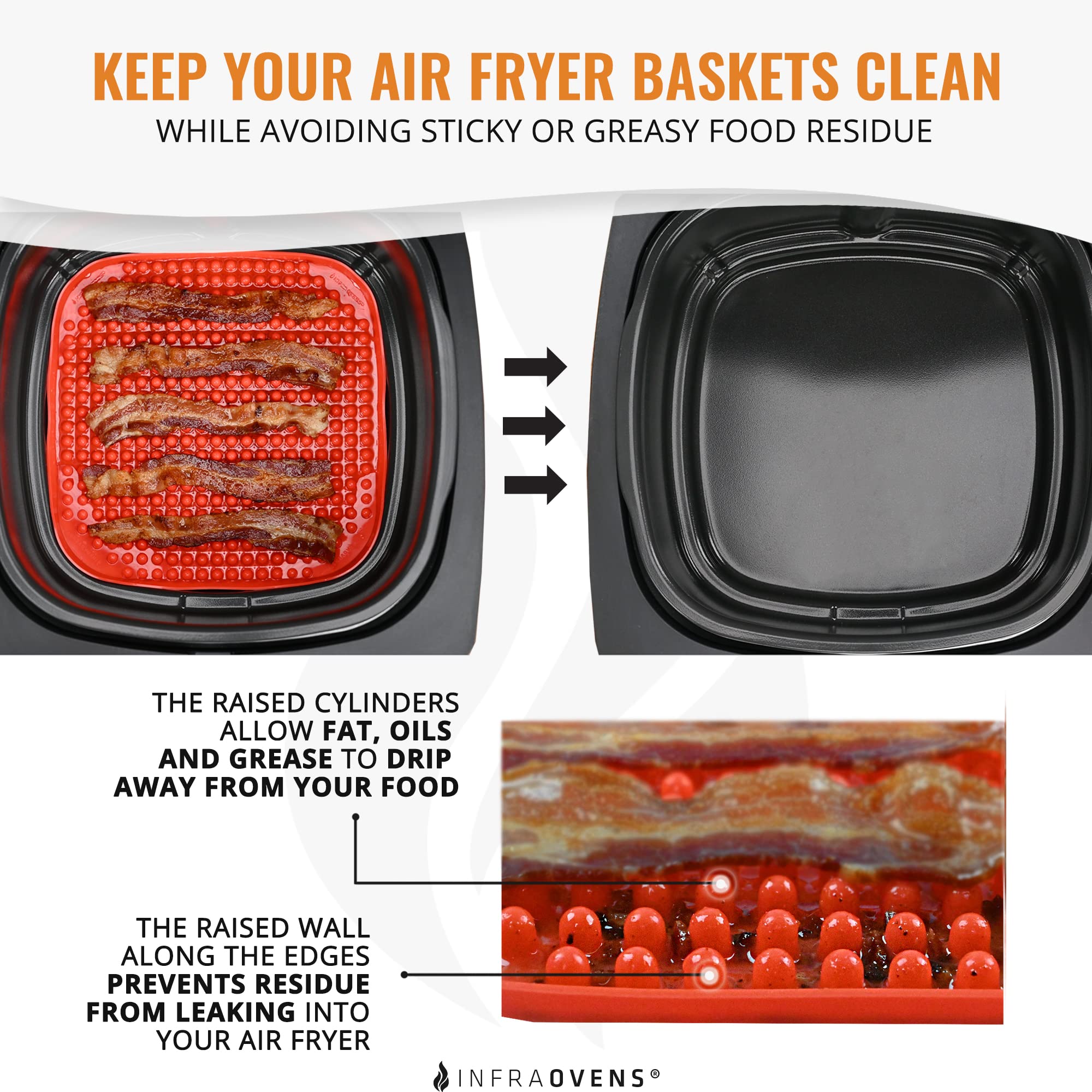 Air Fryer Rack Accessories Compatible with Ninja Crispi, Bella, Cosori, Secura, Insignia, Philips, Kalorik + More, Stainless Steel Extra Large XL Silicone Mat, Accessorios para Freidora de Aire