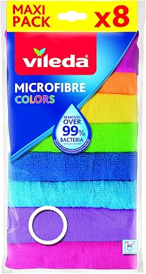 Microfibre Colors, panni multiuso in 100% microfibra, lavabili in lavatrice a 60°C, riutilizzabili, colori assortiti, 30 x 30 cm, 9 pezzi
