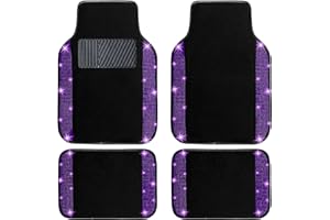 NBTEPEM Purple Violet Bling Car Floor Mats Full Set, Universal Fit Most Cars,SUV, Trucks, 4 pcs Sparkle Glitter Diamond Carpet for Women Girls with Anti-Slip Pad (Purple Violet Diamond)