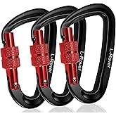 3 Heavy Duty Carabiner Clips 12kN (2697 lbs)-Lightweight Locking Carabiners for Securing Pets,Camping, Hiking, Hammock,Outdoor and Gym etc, Keychains& Utility