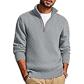 PJ PAUL JONES Mens Quarter Zip Pullover Sweaters Casual Slim Fit Knit Texture Sweater