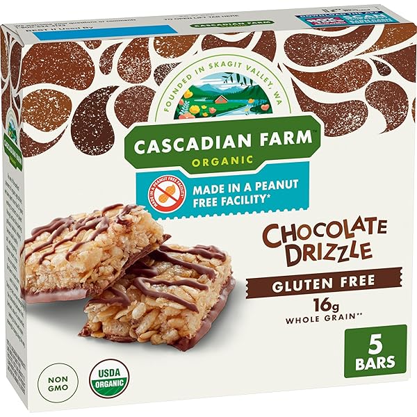 CASCADIAN FARM CHOCOLATE DRIZZLE GRANOLA BARS, GLUTEN FREE,...