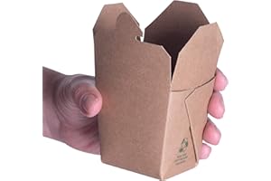 AVANT GRUB 100% Recyclable 8oz Brown Chinese Take Out Boxes 50pk. Leakproof Greaseproof To Go Containers For Restaurants Event Parties Food Service. Best Value Bulk Pack Microwaveable and Stackable Meal Pails.