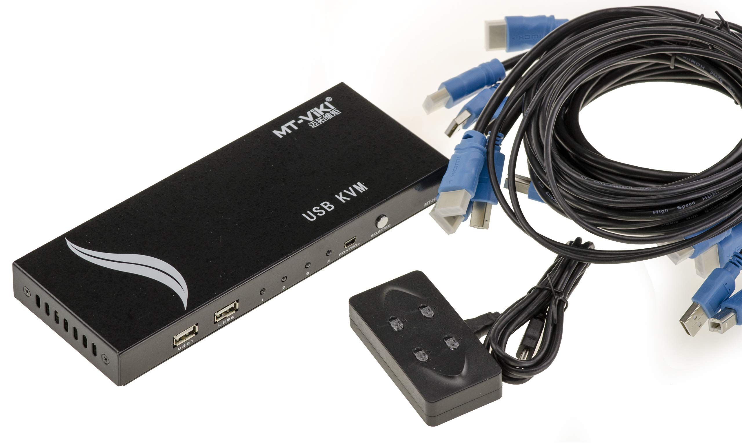 KALEA-INFORMATIQUE AUTOMATIC KVM SWITCH sharing box for 4 PCs. HDMI and USB connections, remote control. Supported resolution 4096x2160