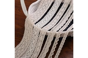 DYSHIPEN Lace Ribbon Vintage Lace Trim Crochet Cotton Lace Edge for Christmas Package DIY Sewing Craft Supply, Junk Journal Decoration 6 Yards Each, 6 Styles (Beige)