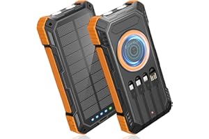 BLASOUL Power Bank Solar Charger,49800mAh Wireless Portable Charger with 4 Built-in Cables,22.5W Fast Charging Battery Pack USB-C in/Output PD+QC3.0 Portable Power Bank for All Cell Phones