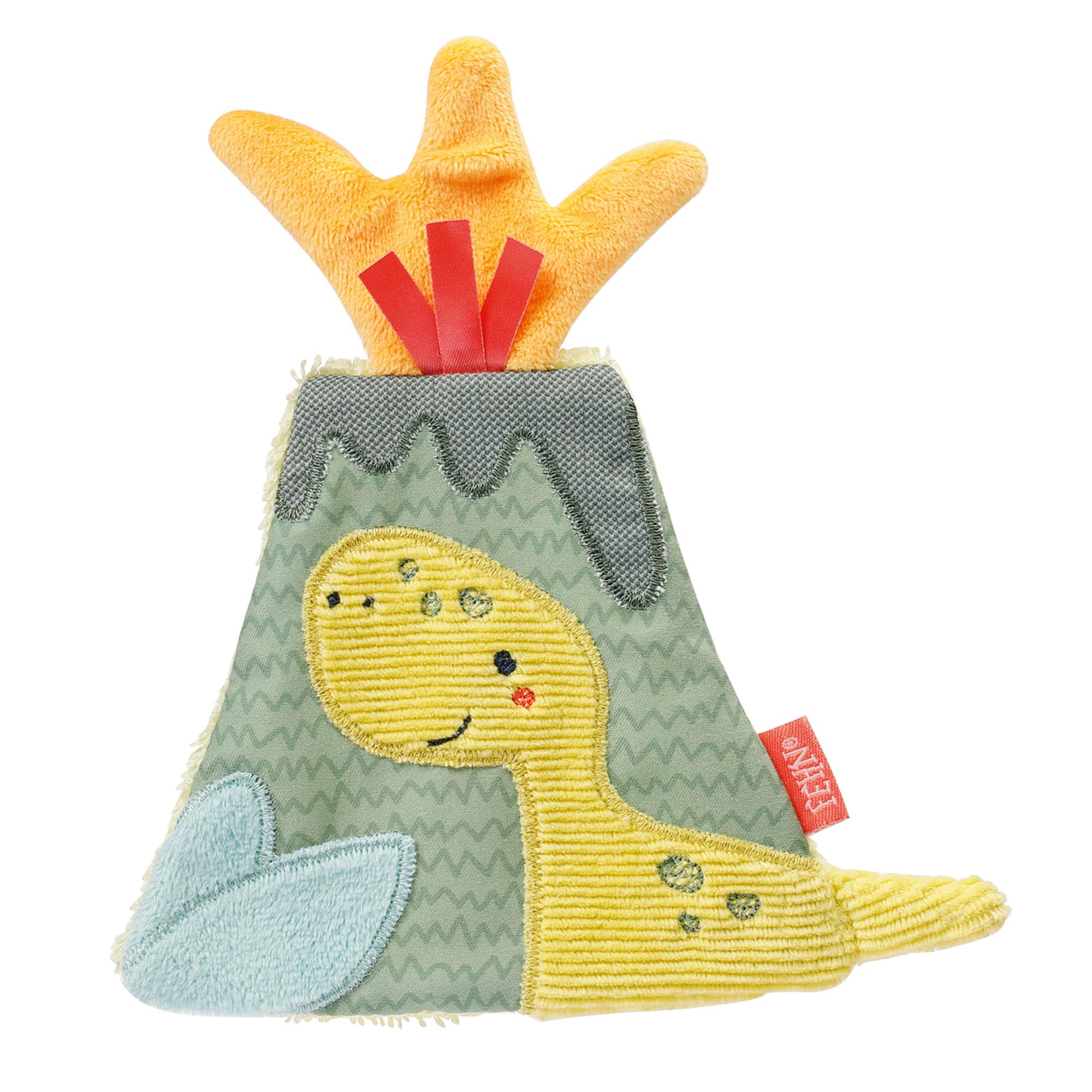 Fehn Crinkle Vulkan - Activity Baby Raschel Toy for Gripping and Playing - Activity Raschel Animal Baby Toy - Motor Skills Toy & Crinkle Toy for Babies and Toddlers from 0+ Months