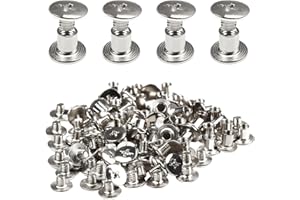 Juvielich 50 Sets Chicago Screws 6mm Posts Binding Screws M5x6mm Carbon Steel Cross Head Screw 3/16" x 1/4" for DIY Leather Book Photo Albums Binding Decoration Leather Bags, Boots, Screw Rivets Kits