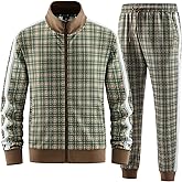 W JIANWANG Plaid Track Suits for Men Set Jogging Tracksuit Mens Sweatsuits Sport Jogger Sweat Suits Sports Clothes Outfits