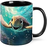 opshksog Sea Turtle Coffee Mug Ceramic Tea Cup With Handle Funny Porcelain Mugs for Women Dishwasher Microwave Safe 11oz