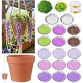Potchen 13155 Pcs Wisteria Craft Beaded and 5 Inch Clay Pot Planter DIY Set, Glass Beads Plant Flower Making Kit with Artificial Moss Hanging Rope Purple Nature Series Colorful Crystal Leaf Jewelry