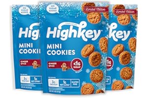 HighKey Gluten Free Ginger Spice Cookies - Keto Snack No Sugar Low Carb Snacks Foods Diet Friendly Food Healthy Cookie Dessert Treat Sweet <1g Sugar Ginger Snaps 2.0oz 3Pack
