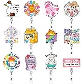 Threehoney 12 Pcs Funny Badge Reel Cute Nurse Badge Holders Retractable Nursing Name ID Clip Fun Gift for Christmas Rn Doctor Medical Assistant Office Coworker Work Healthcare Accessories Bulk