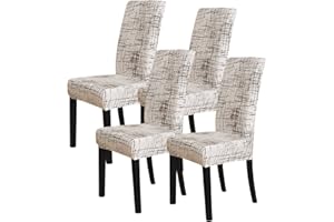 FORCHEER Dining Room Chair Covers for Dining Room Set of 4,Stretch Dining Chair Cover for Dining Room Kitchen Washable Removable(4Pack,Printed Geometric Pattern)