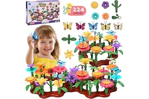 224 Pcs Flower Garden Building Toys for Girls Boy 3 4 5 6 7 Year Old, Prefect Gifts, Upgrade DIY Stacking Toys, Art Arrangeme