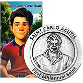 Westmon Works St Carlo Acutis Prayer Token Italian Metal Pocket Trinket with Holy Card