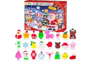 BUDBOF 2025 Christmas Advent Calendar - 24 Days Countdown with Mochi Squishy Toys Holiday Stocking Stuffers Xmas Party Favors for Kids Boys Girls