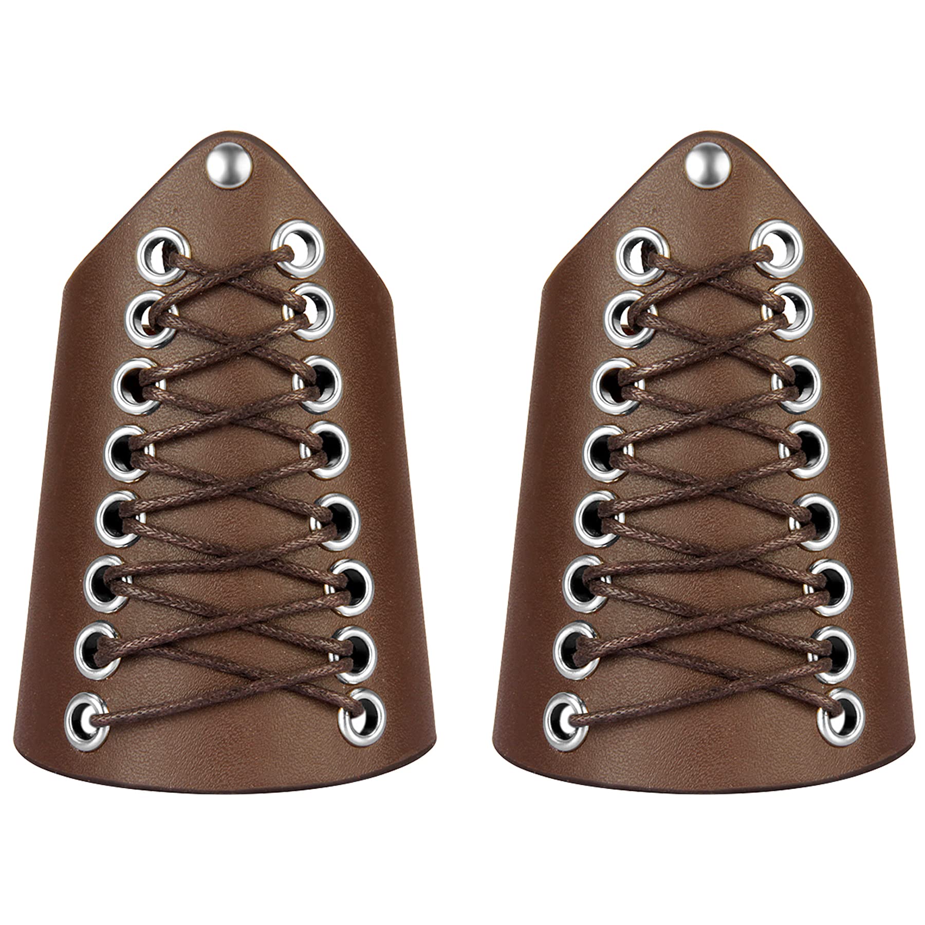 Thajaling 2 Pieces Medieval Archery, Viking Cuffs LARP, Wide Leather Vintage Bracers, Handcrafted Leather Armguards (Brown)