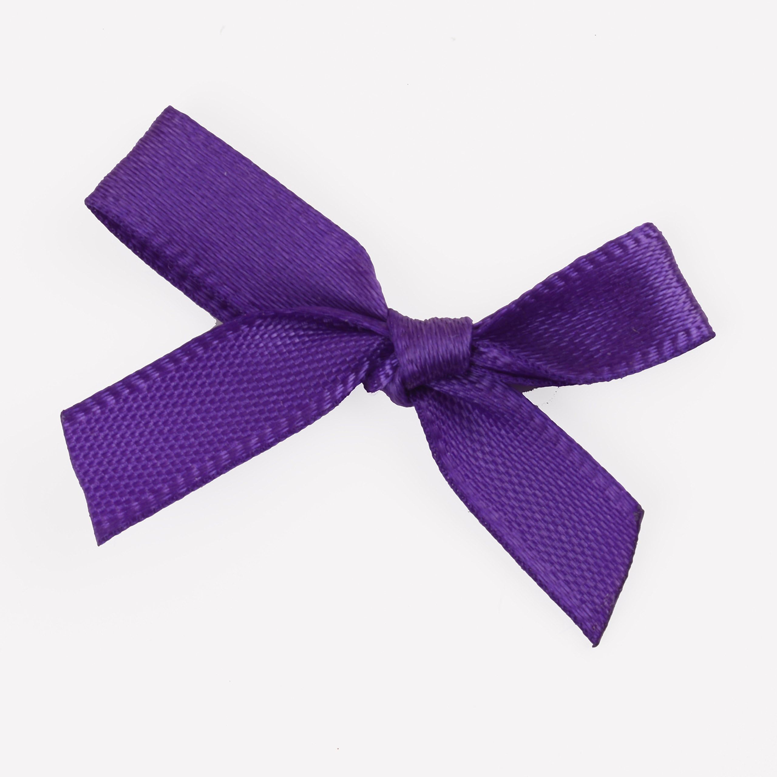 various colours of 100 satin 7mm ribbon bows (Purple)