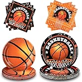 160Pcs Basketball Party Decorations Birthday Party Supplies Basketball Plates and Napkins for Basketball Birthday Party Decoration Sports Theme Party, Serve 40