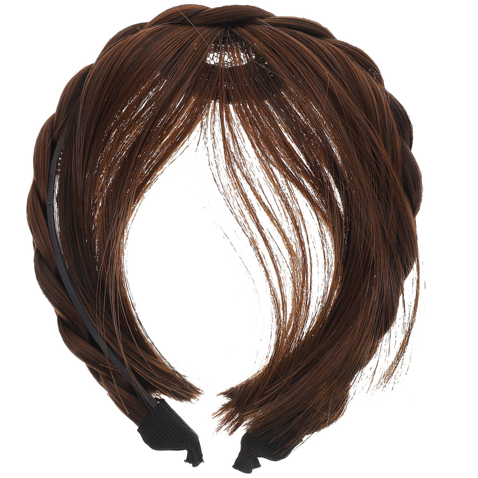 CALLARON Bangs Headband Fringe Hair Extensions Front Hair Bangs Human Hair Bangs Hair Accessories for Girls Women (Light Brown)