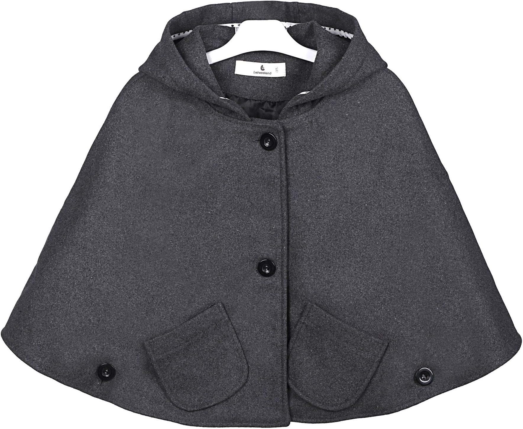 Car Seat Poncho for Kids, Girls Wool Blend Capes Poncho with Hood, Girls Warm Peacoat Dress Coat Jacket Outwear