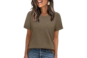 WIHOLL Sweaters for Women Short Sleeve Basic Tunic Tops Crewneck Womens Tops Dressy Casual