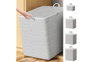 Extra Large Capacity Storage Bag, Non Woven Fabric Material Storage Container with Reinforced Handle, Foldable Cotton Storage