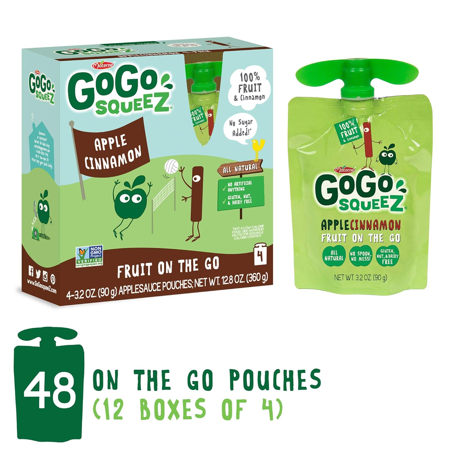 Gogo Squeez Applesauce On The Go Apple Cinnamon 32 Ounce 48 Pouches Gluten Free Vegan Friendly Healthy Snacks Unsweetened Applesauce