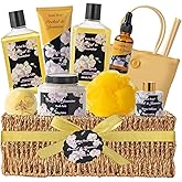 Valentines Day Gifts bath basket, Bath and Body Gift Basket Orchid & Jasmine Spa Gift Baskets for Women Fragrant Body Lotions, Christmas for Women, Home Spa Gift Basket, Bath Kit Cosmetic bag Sets