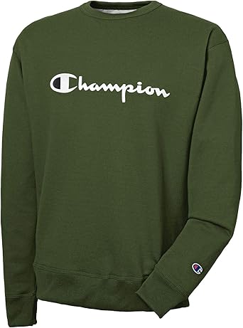 champion men's stitched script fleece crew pullover
