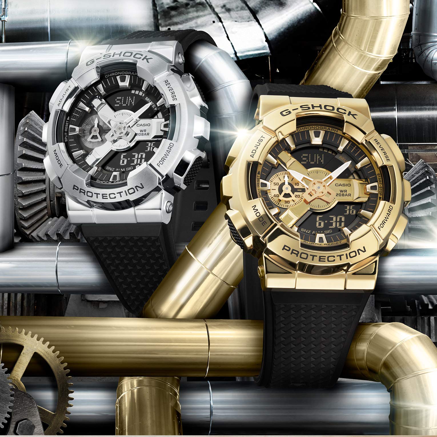 G-SHOCK(ジーショック) Casio GM-110 Classic Color Wristwatch, multicolor (black / silver), Shock Resistant