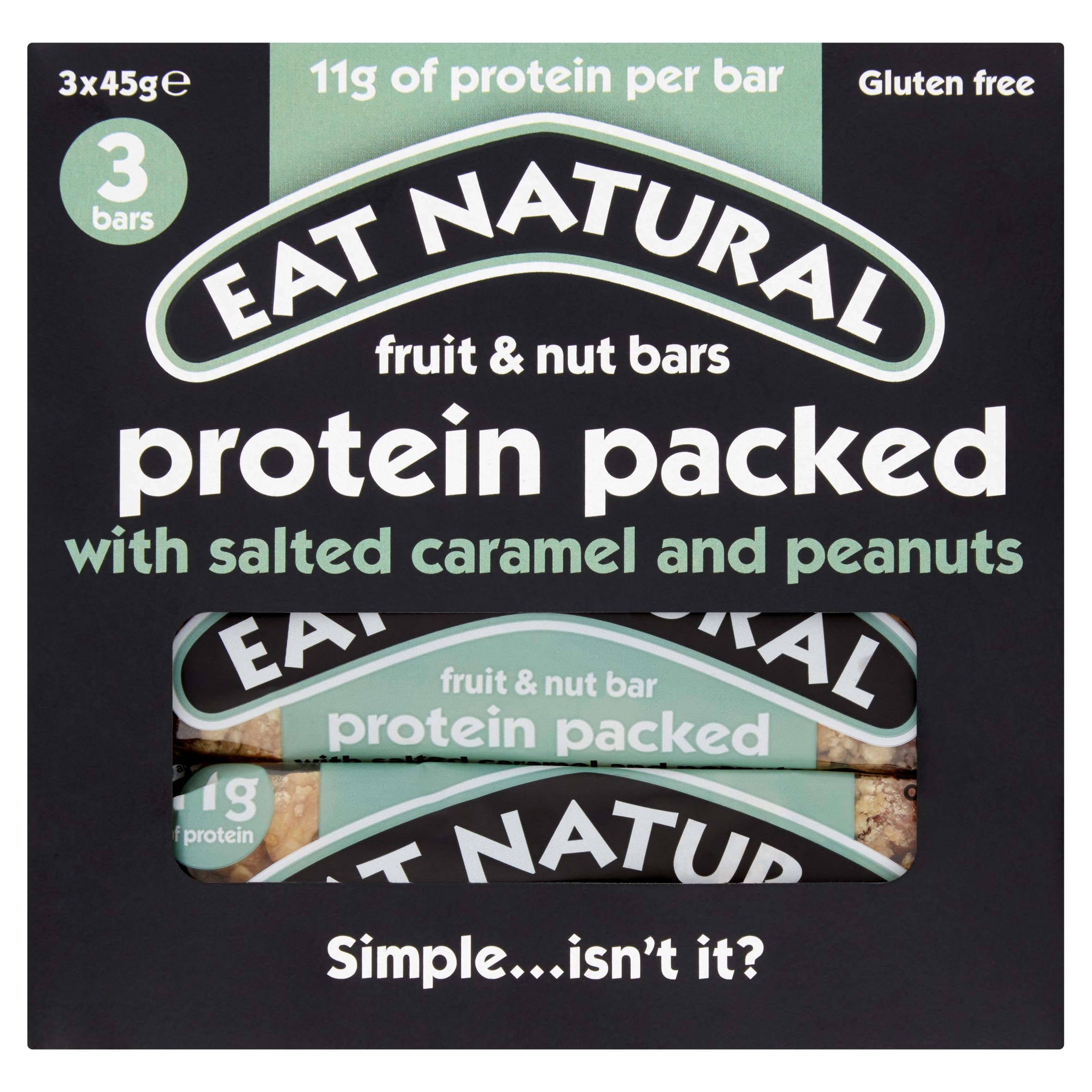 Eat Natural Bars Protein Packed with Salted Caramel & Peanuts, 45g - Pack of 3