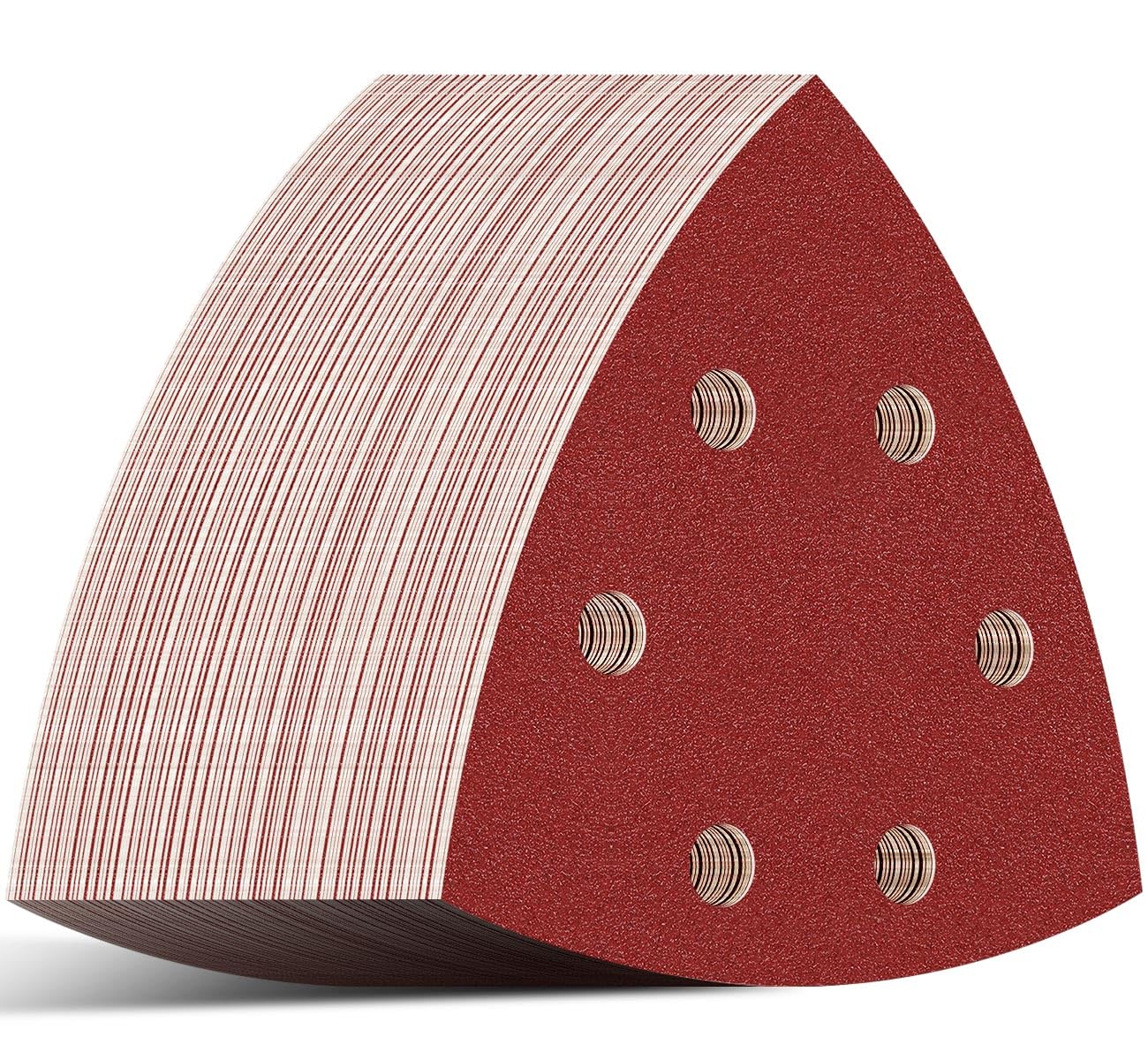Aucenix 93mm Triangle Sanding Pads: 6 Holes 60PCS Detail Sander Pads Hook Loop - Sandpaper Sanding Sheets Assorted Coarse Fine 40/60/80/120/150/180/240/320/400/600 Grits for Wood Metal Wall (100Pcs)